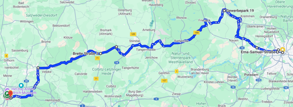 Google.Maps, Kartenausschnitt Berlin - Braunschweig